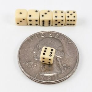 ​Antique Civil War Era Bone Micro Dice Set, Hand-Carved Folk Art, Dark Academia